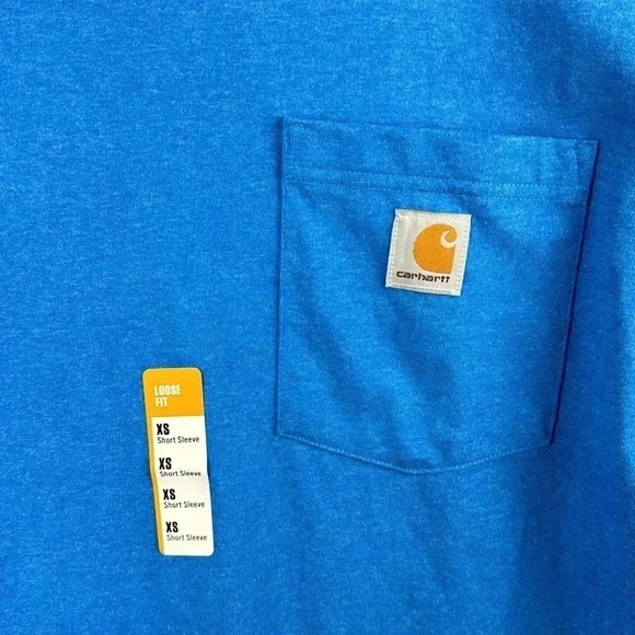 CARHARTT BLUE SZ SM LOOSE FIT HEAVYWEIGHT NWT SHORT SLEEVE TEE FRONT POCKET - Picture 2 of 5